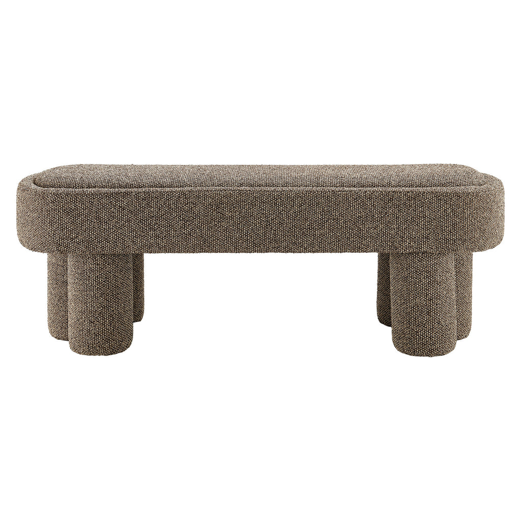 Mossi 52-Inch Oval Boucle Fabric Bench - Earth