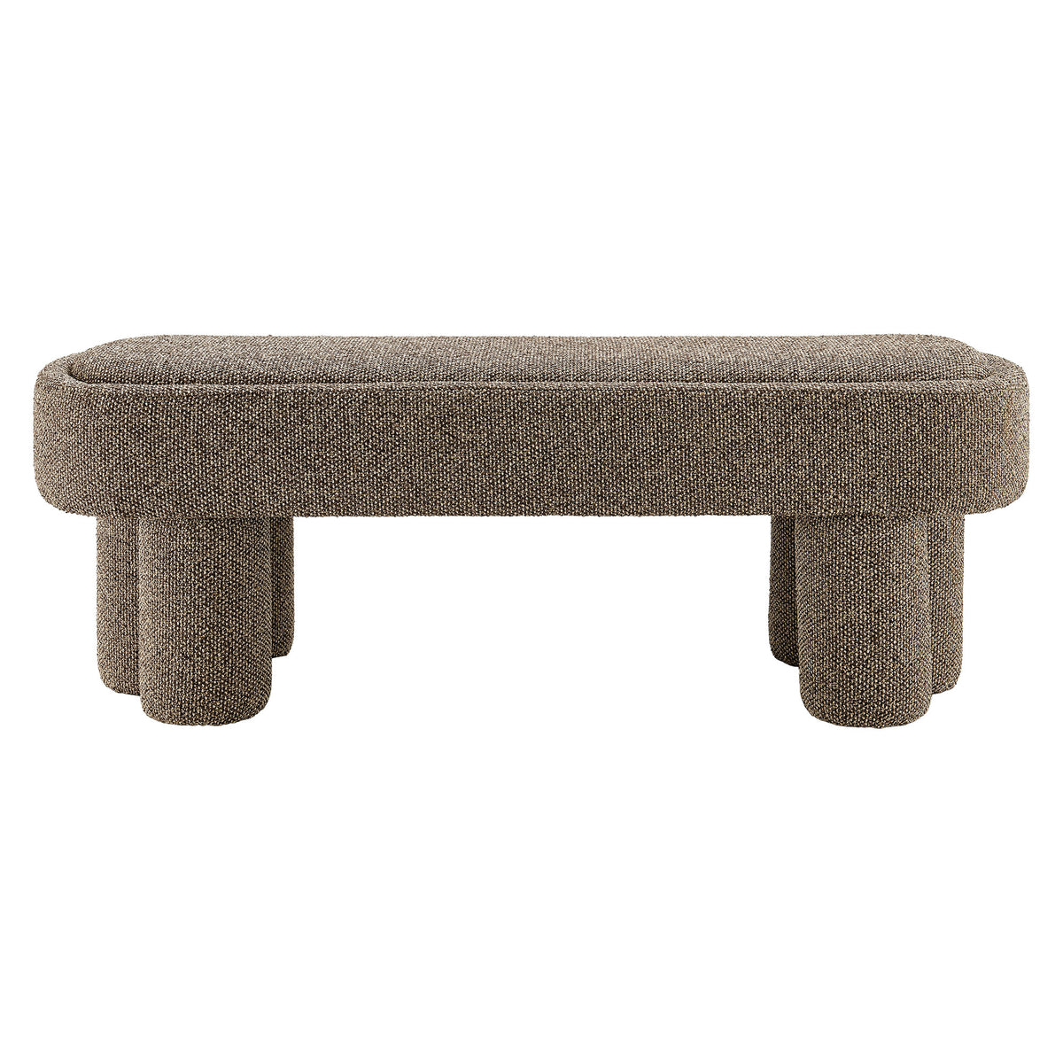 Mossi 52-Inch Oval Boucle Fabric Bench - Earth