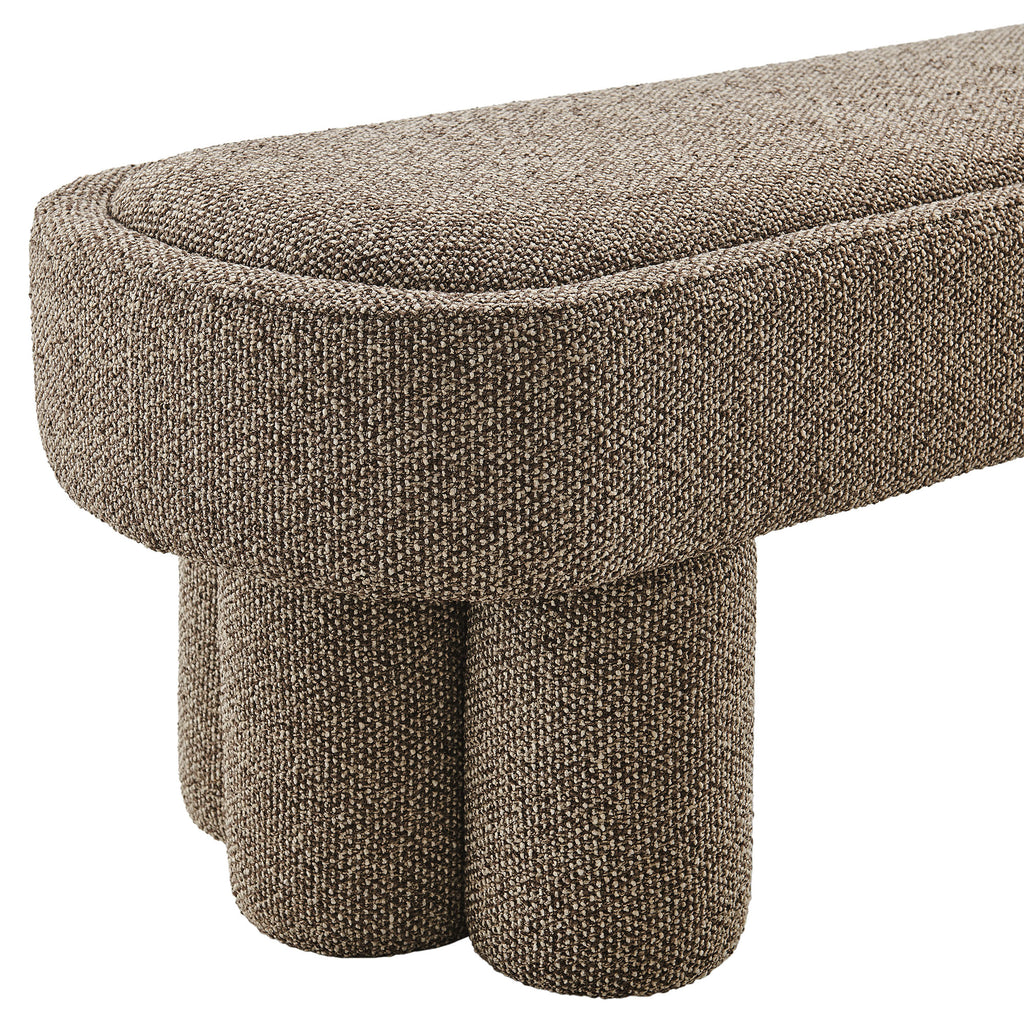 Mossi 52-Inch Oval Boucle Fabric Bench - Earth