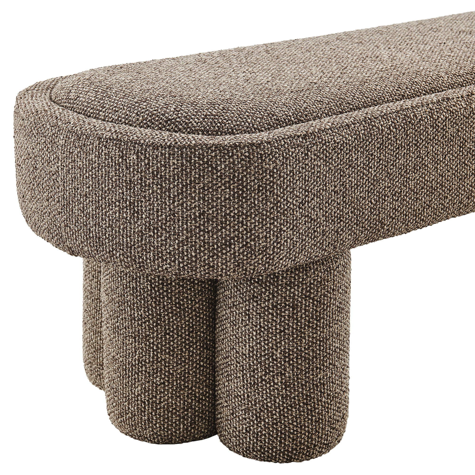 Mossi 52-Inch Oval Boucle Fabric Bench - Earth