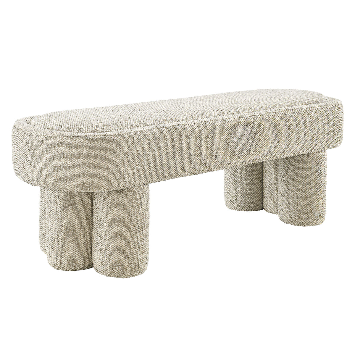 Mossi 52-Inch Oval Boucle Fabric Bench - Marble