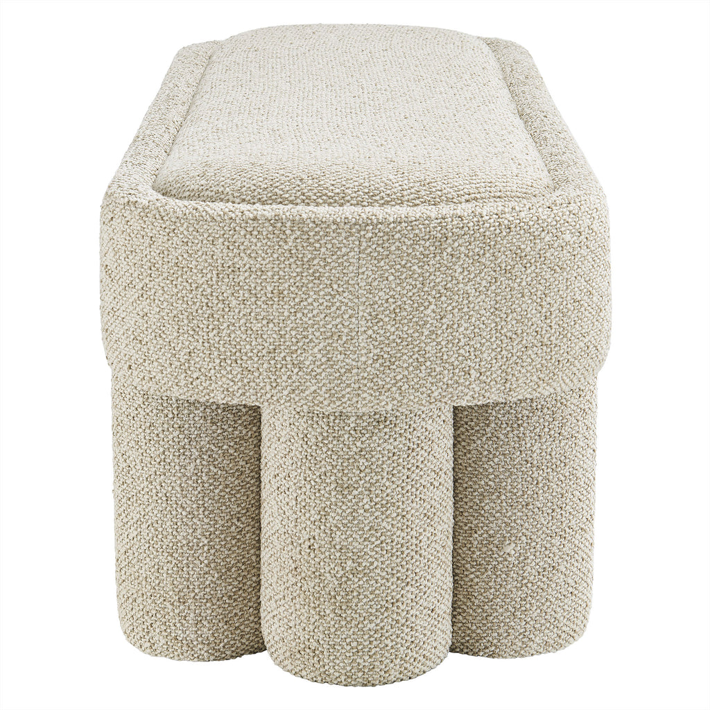 Mossi 52-Inch Oval Boucle Fabric Bench - Marble