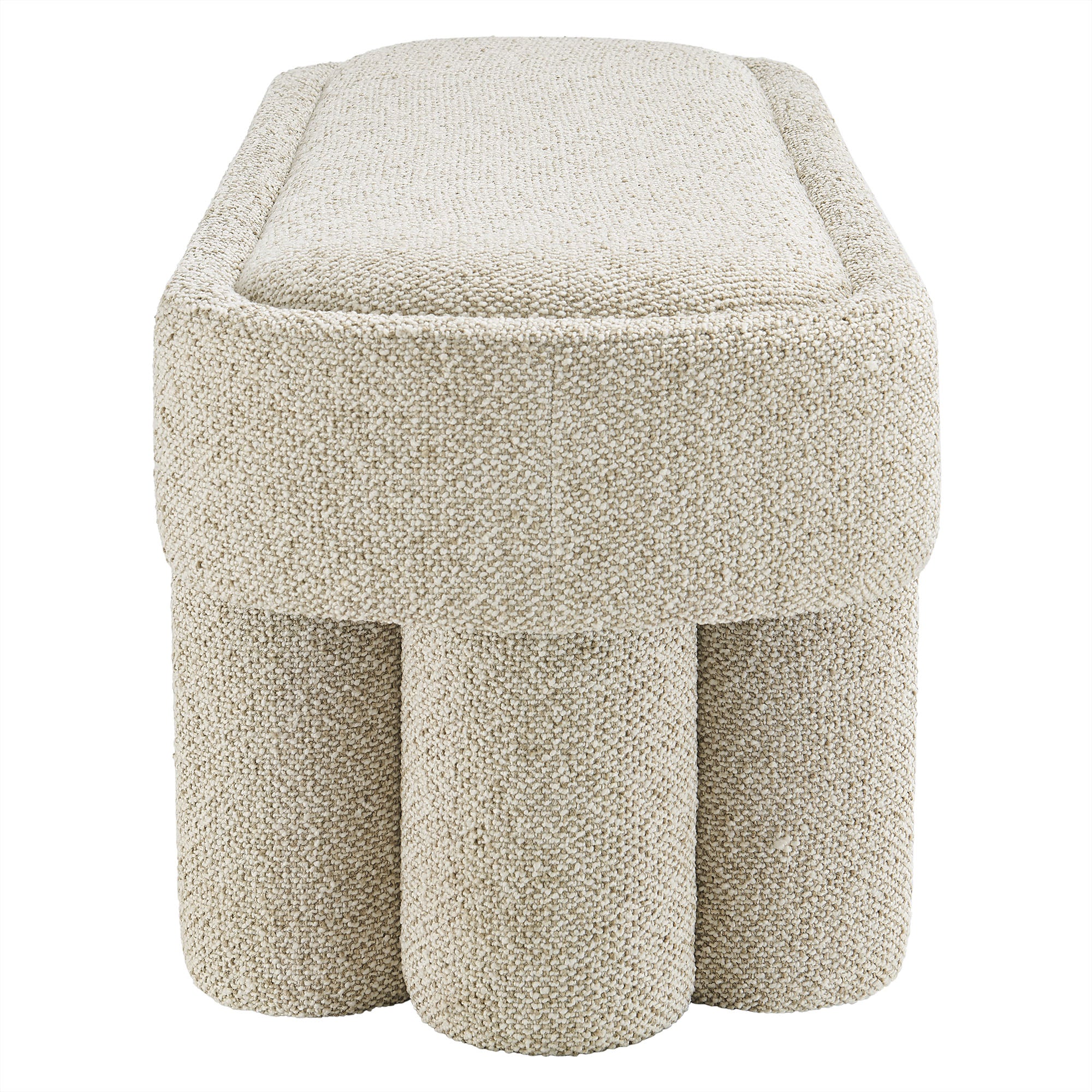 Mossi 52-Inch Oval Boucle Fabric Bench - Marble