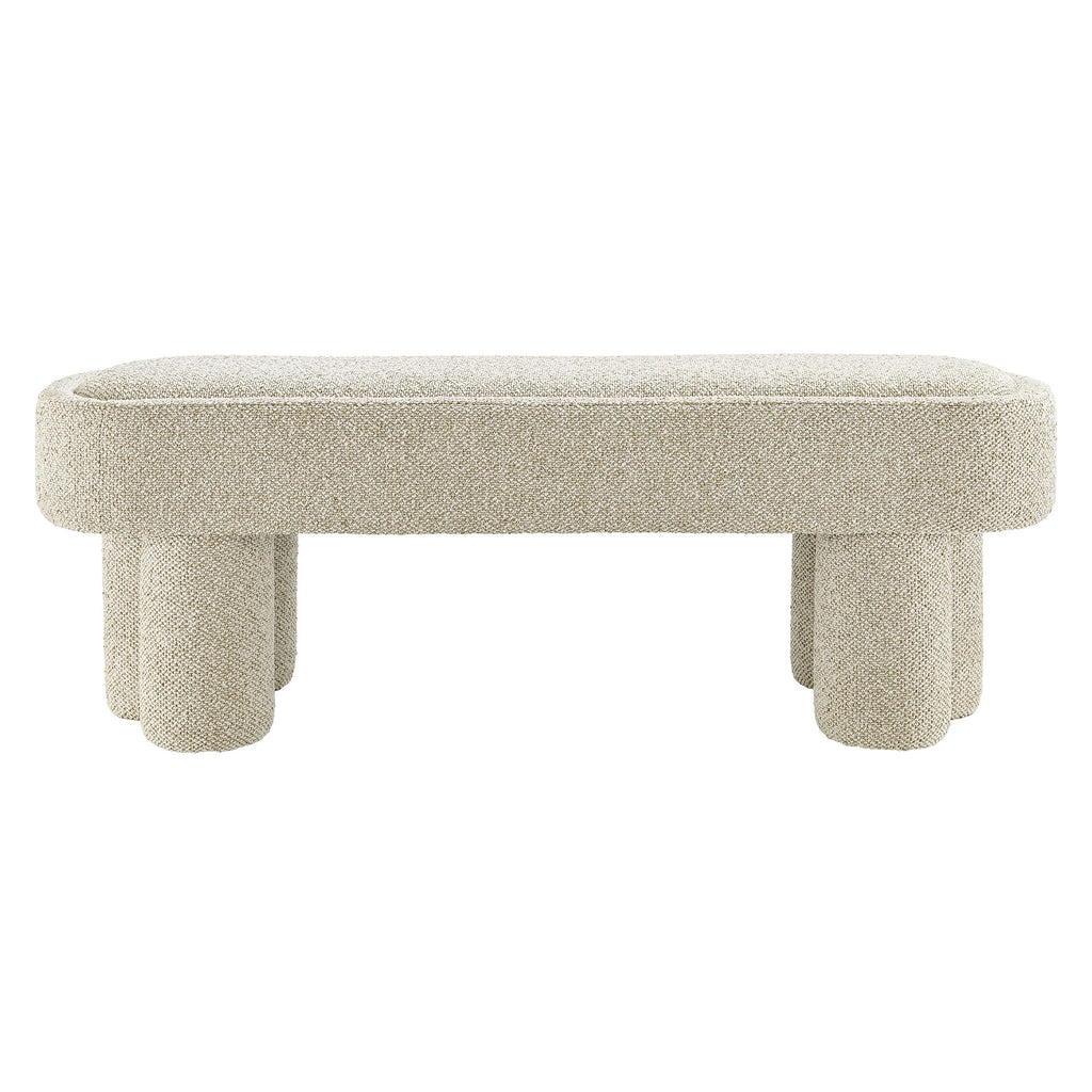 Mossi 52-Inch Oval Boucle Fabric Bench - Marble