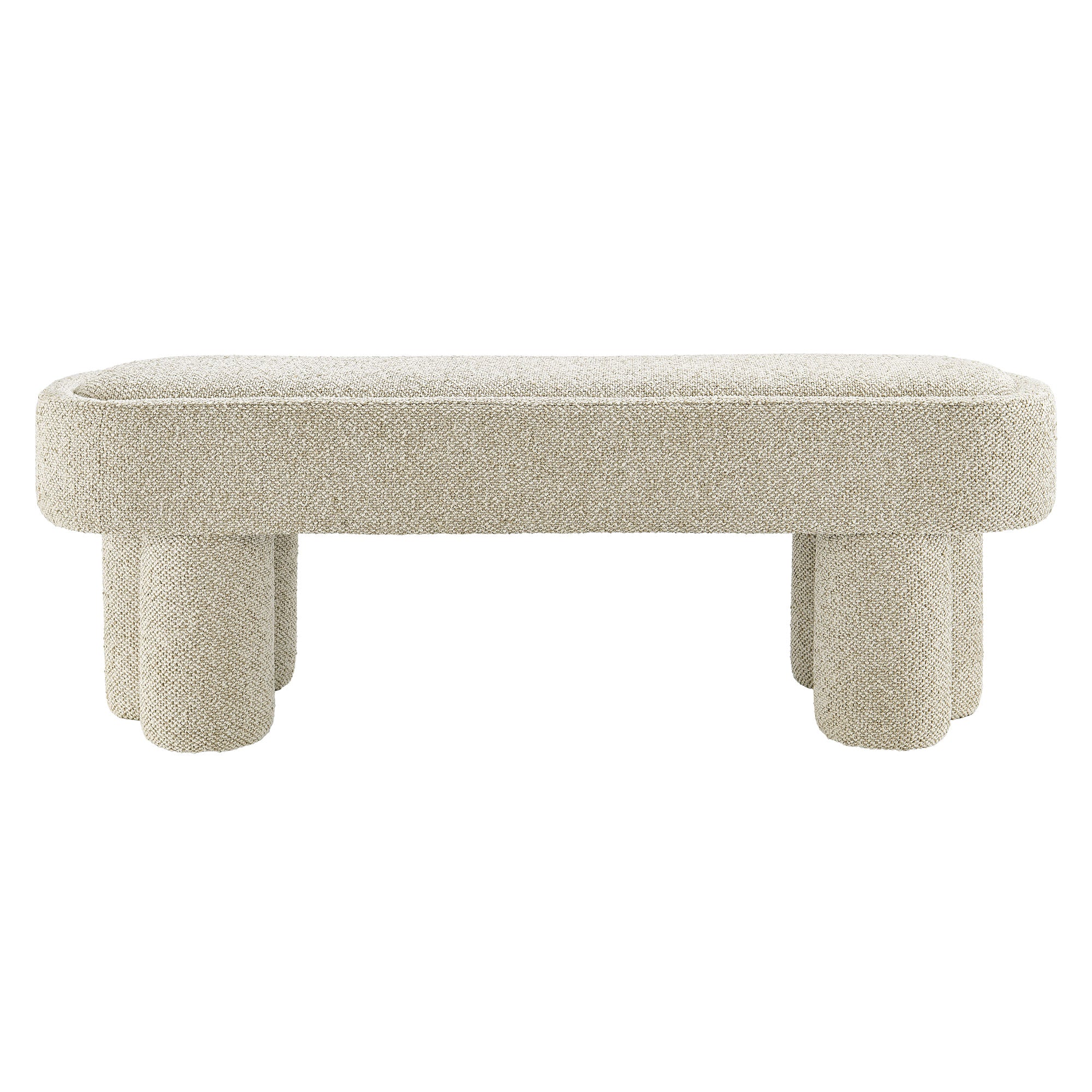 Mossi 52-Inch Oval Boucle Fabric Bench - Marble