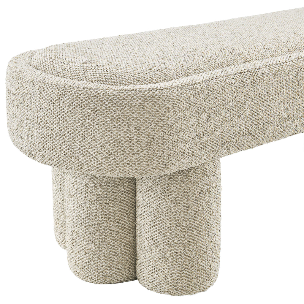Mossi 52-Inch Oval Boucle Fabric Bench - Marble