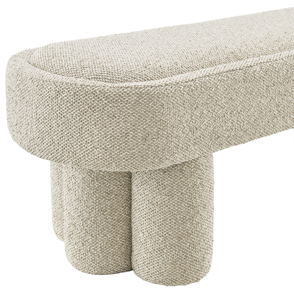 Mossi 52-Inch Oval Boucle Fabric Bench - Marble