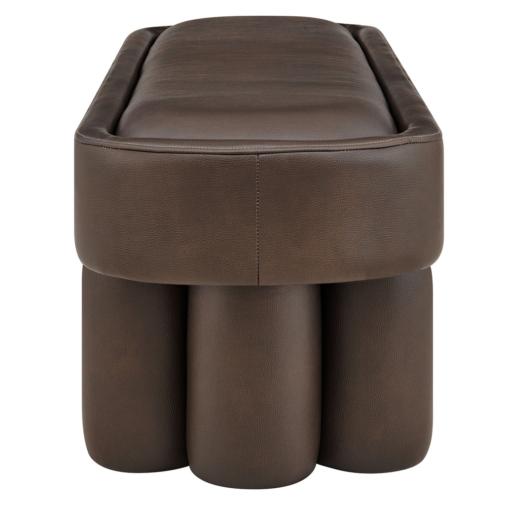 Mossi 52-Inch Oval Vegan Leather Bench - Espresso