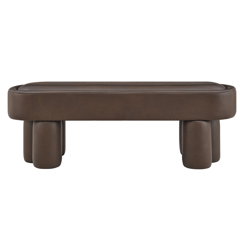 Mossi 52-Inch Oval Vegan Leather Bench - Espresso