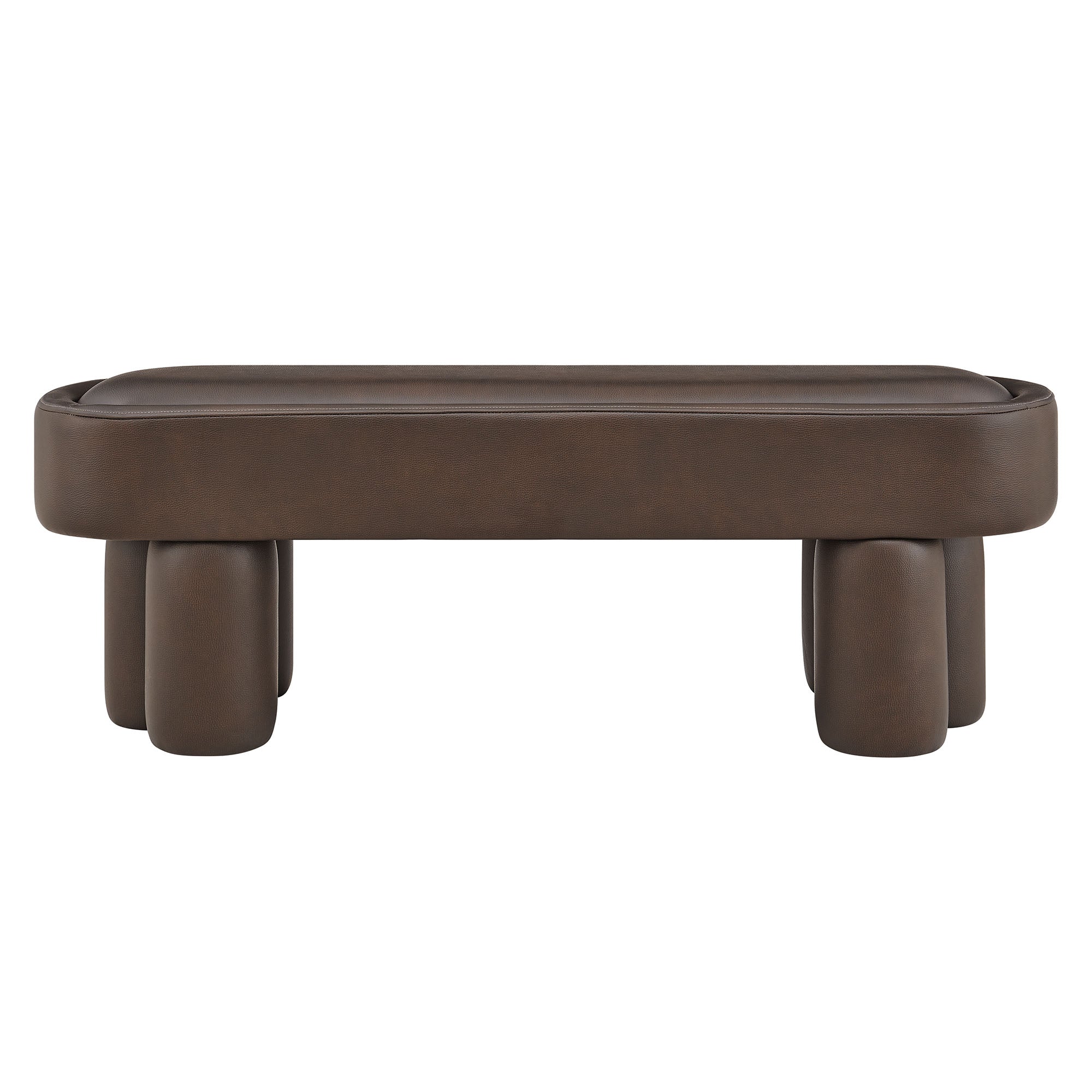 Mossi 52-Inch Oval Vegan Leather Bench - Espresso
