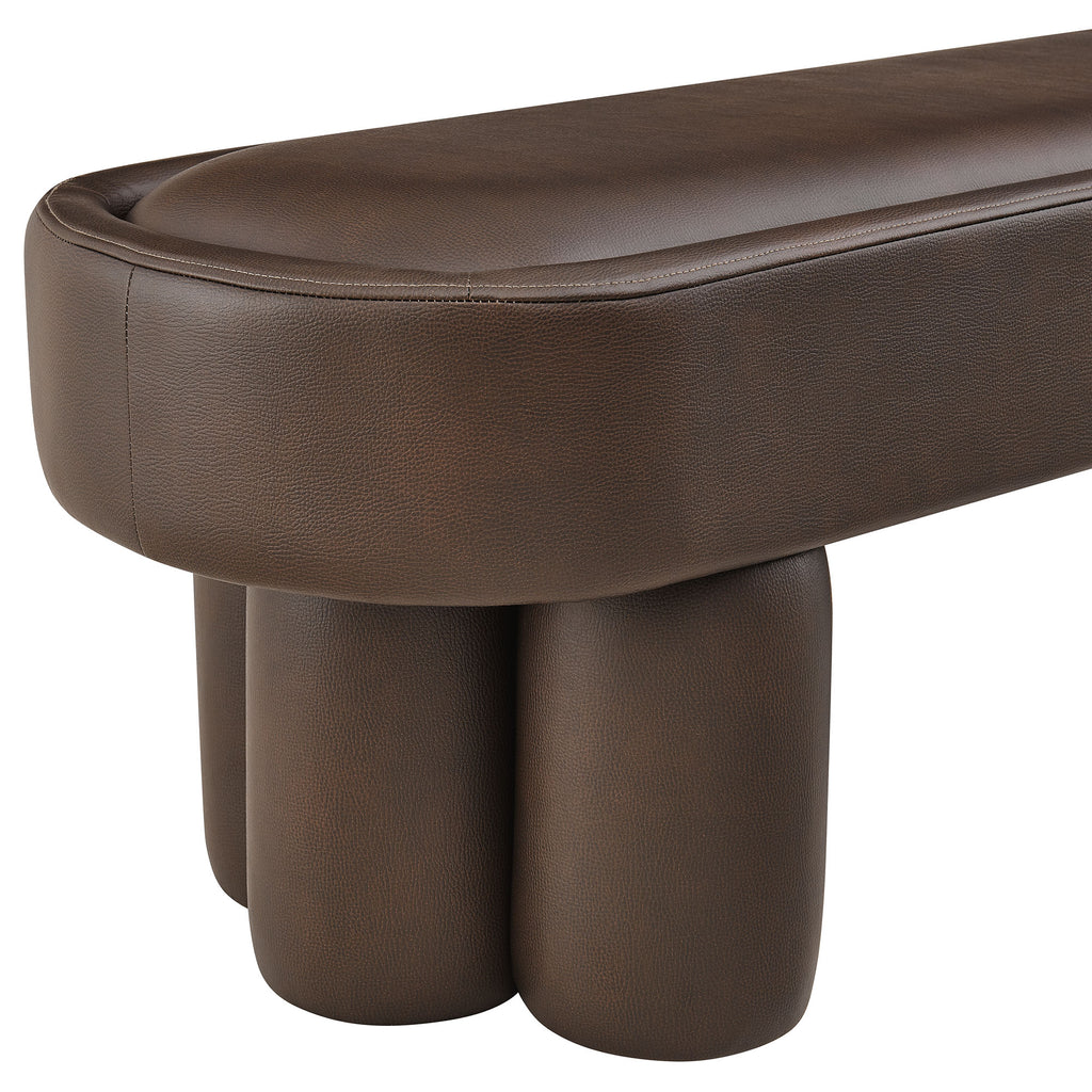 Mossi 52-Inch Oval Vegan Leather Bench - Espresso
