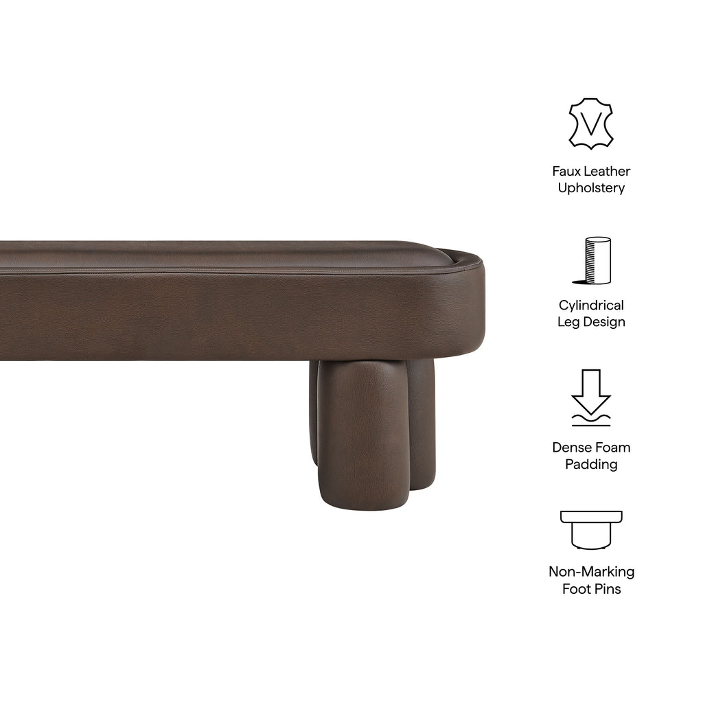 Mossi 52-Inch Oval Vegan Leather Bench - Espresso