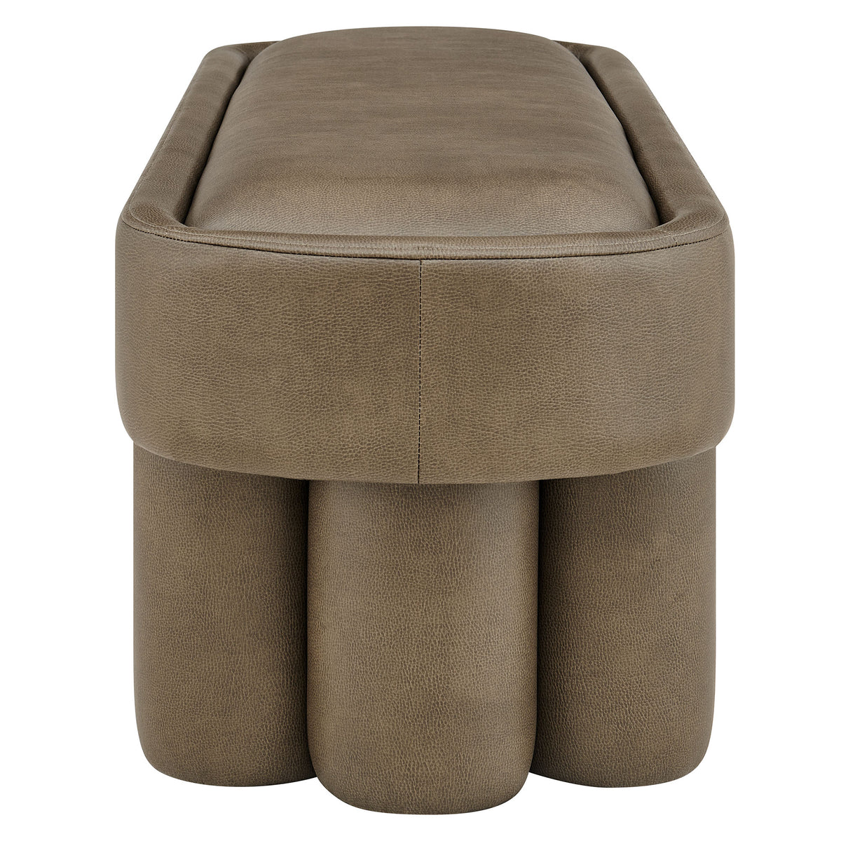 Mossi 52-Inch Oval Vegan Leather Bench - Mushroom