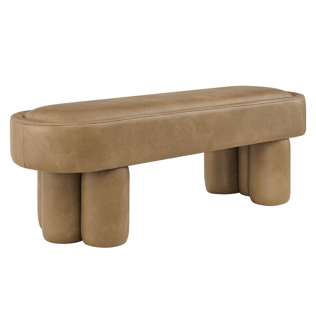 Mossi 52-Inch Oval Vegan Leather Bench - Toast