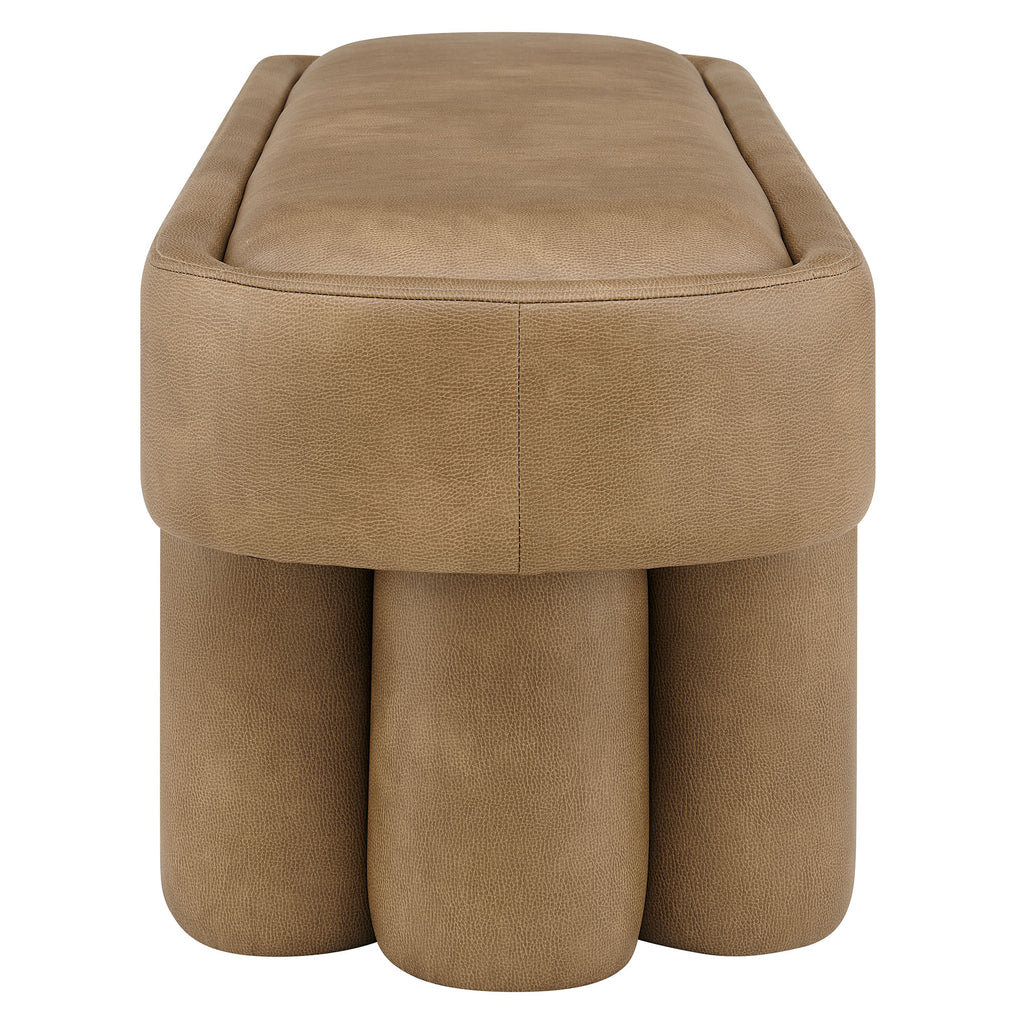 Mossi 52-Inch Oval Vegan Leather Bench - Toast