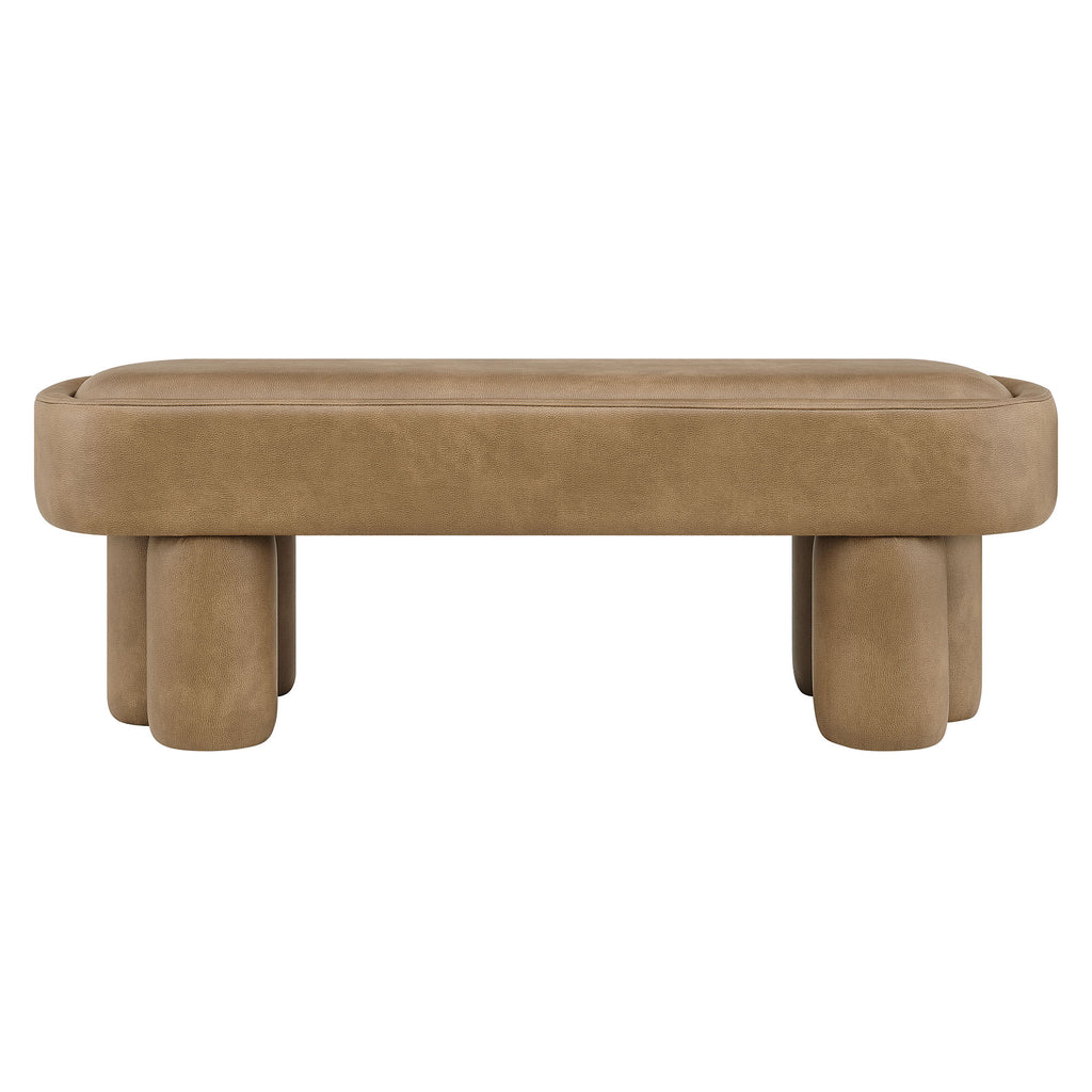 Mossi 52-Inch Oval Vegan Leather Bench - Toast
