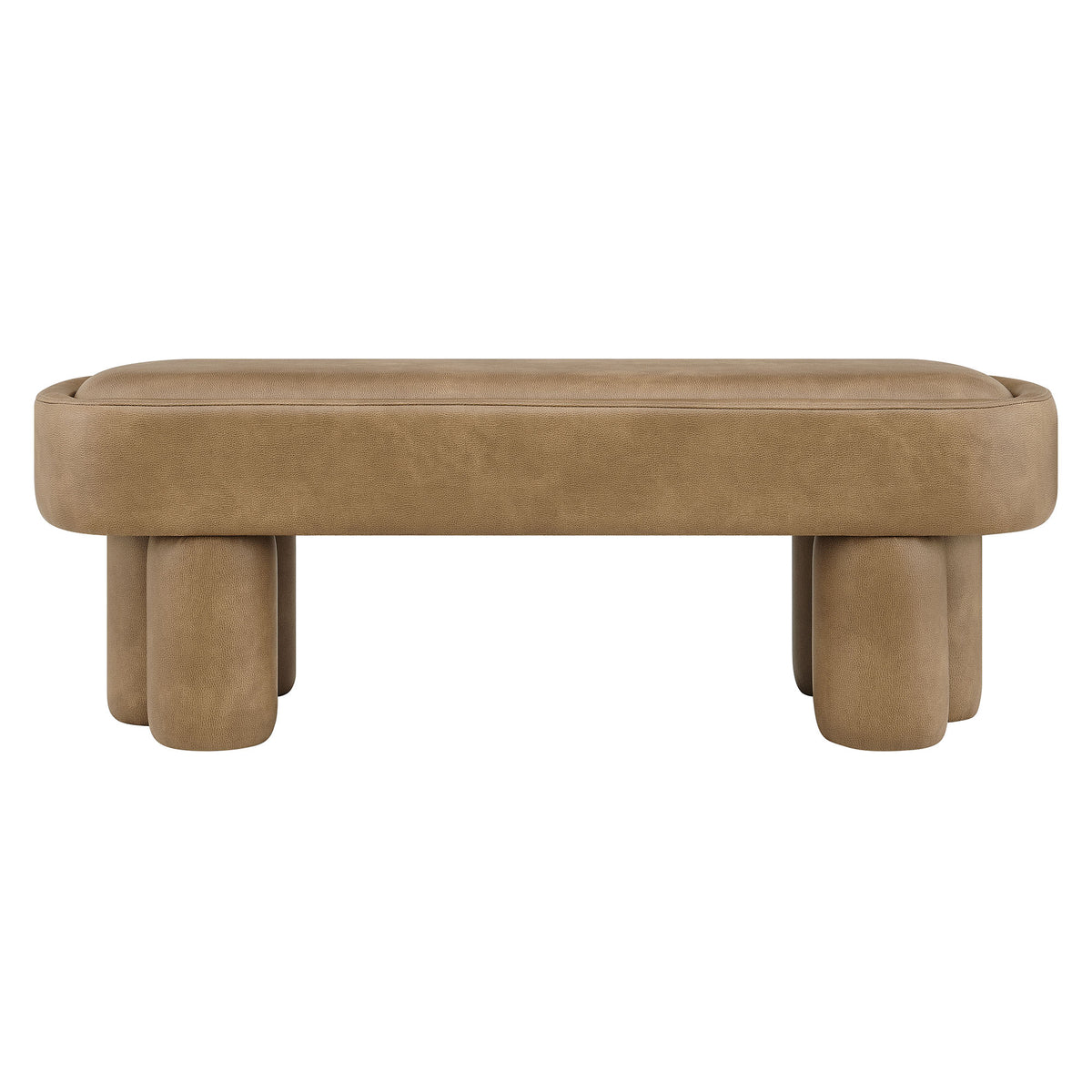 Mossi 52-Inch Oval Vegan Leather Bench - Toast