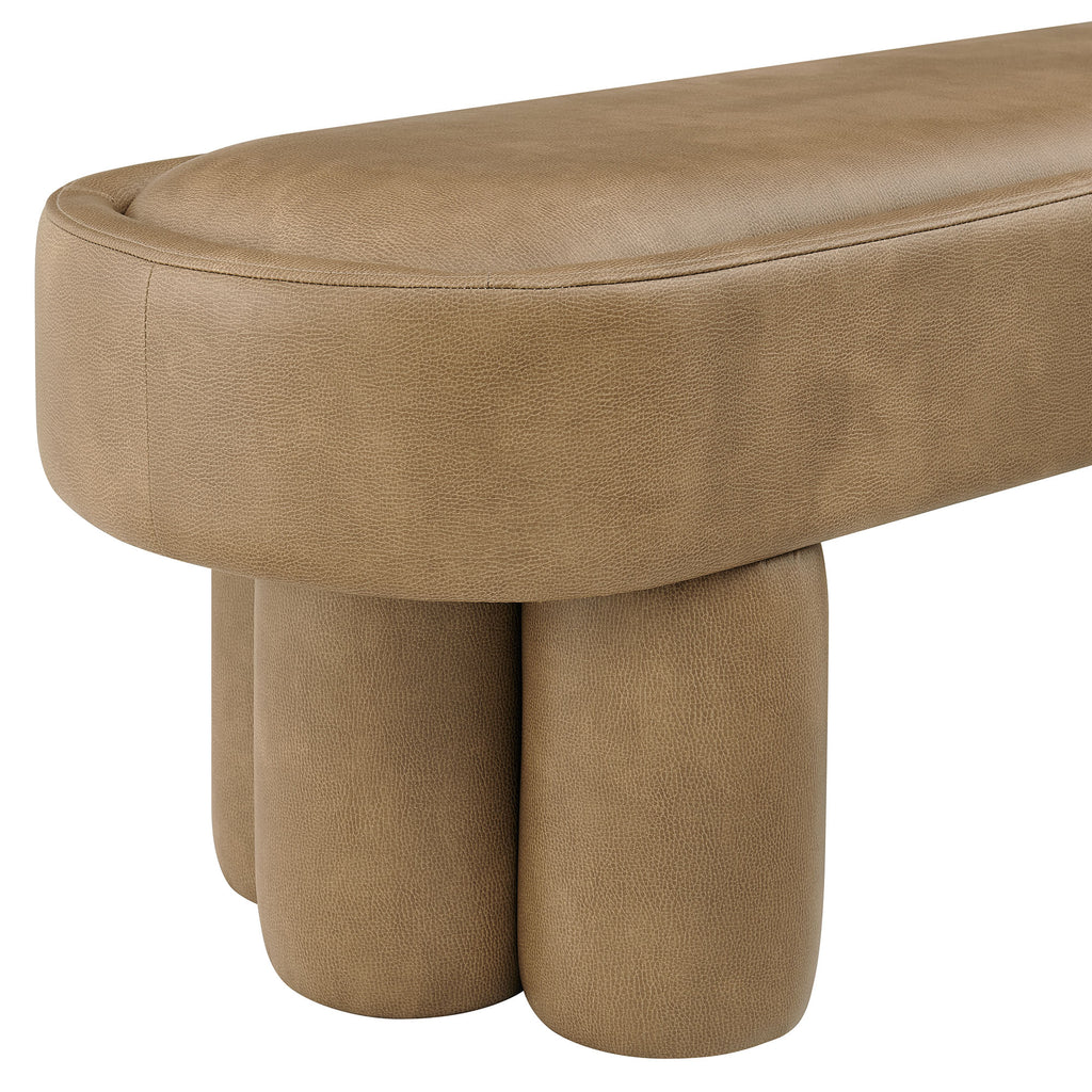 Mossi 52-Inch Oval Vegan Leather Bench - Toast