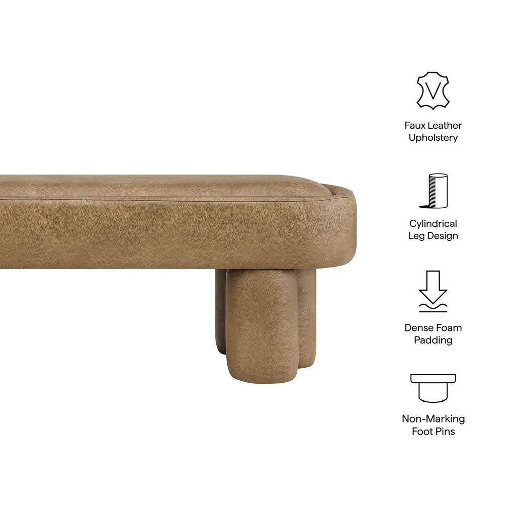 Mossi 52-Inch Oval Vegan Leather Bench - Toast