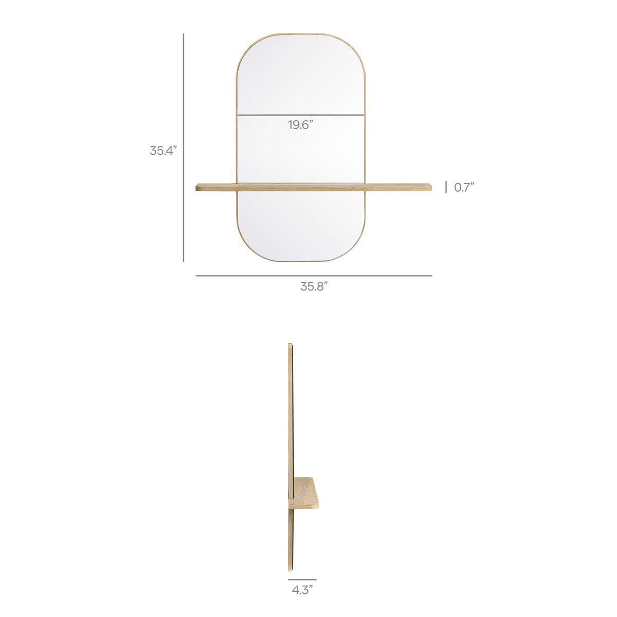 Solstice Large Oval Mirror - Oak