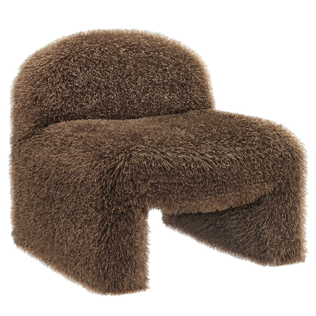 Mina Faux Fur Accent Chair - Brown