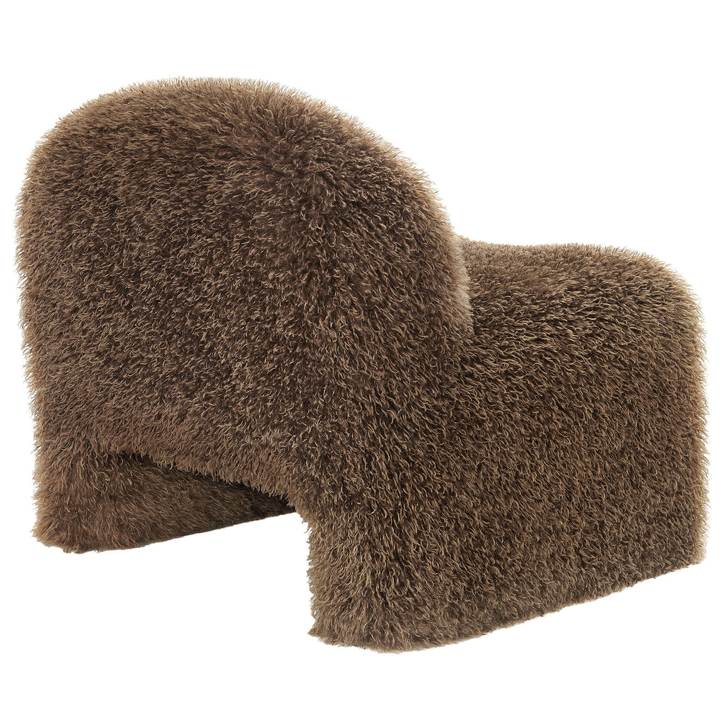 Mina Faux Fur Accent Chair - Brown