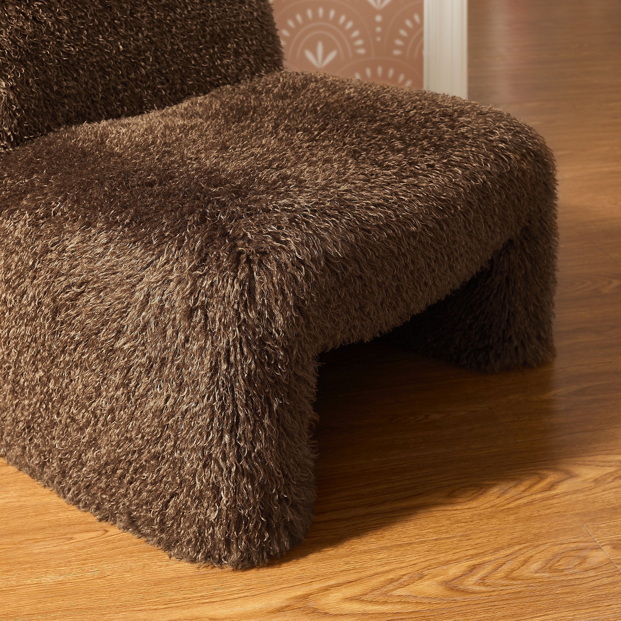 Mina Faux Fur Accent Chair - Brown