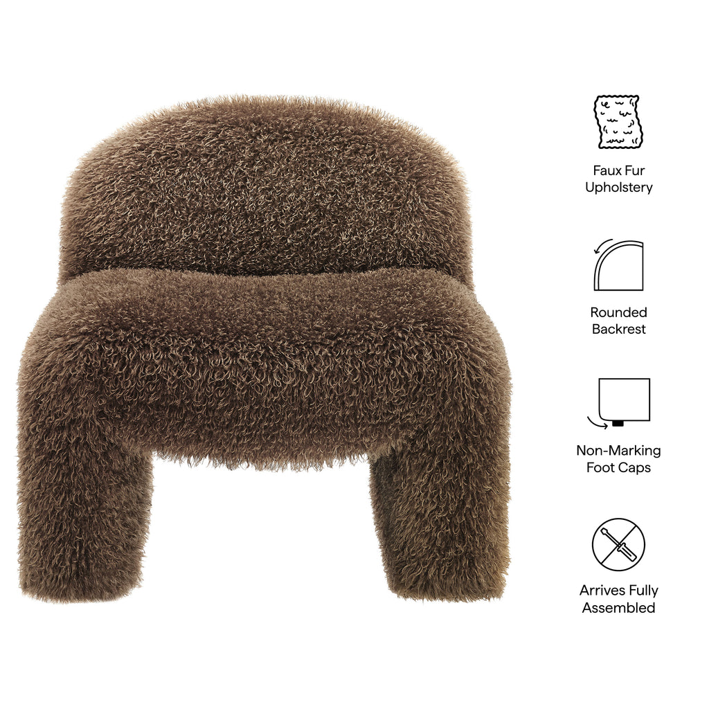 Mina Faux Fur Accent Chair - Brown