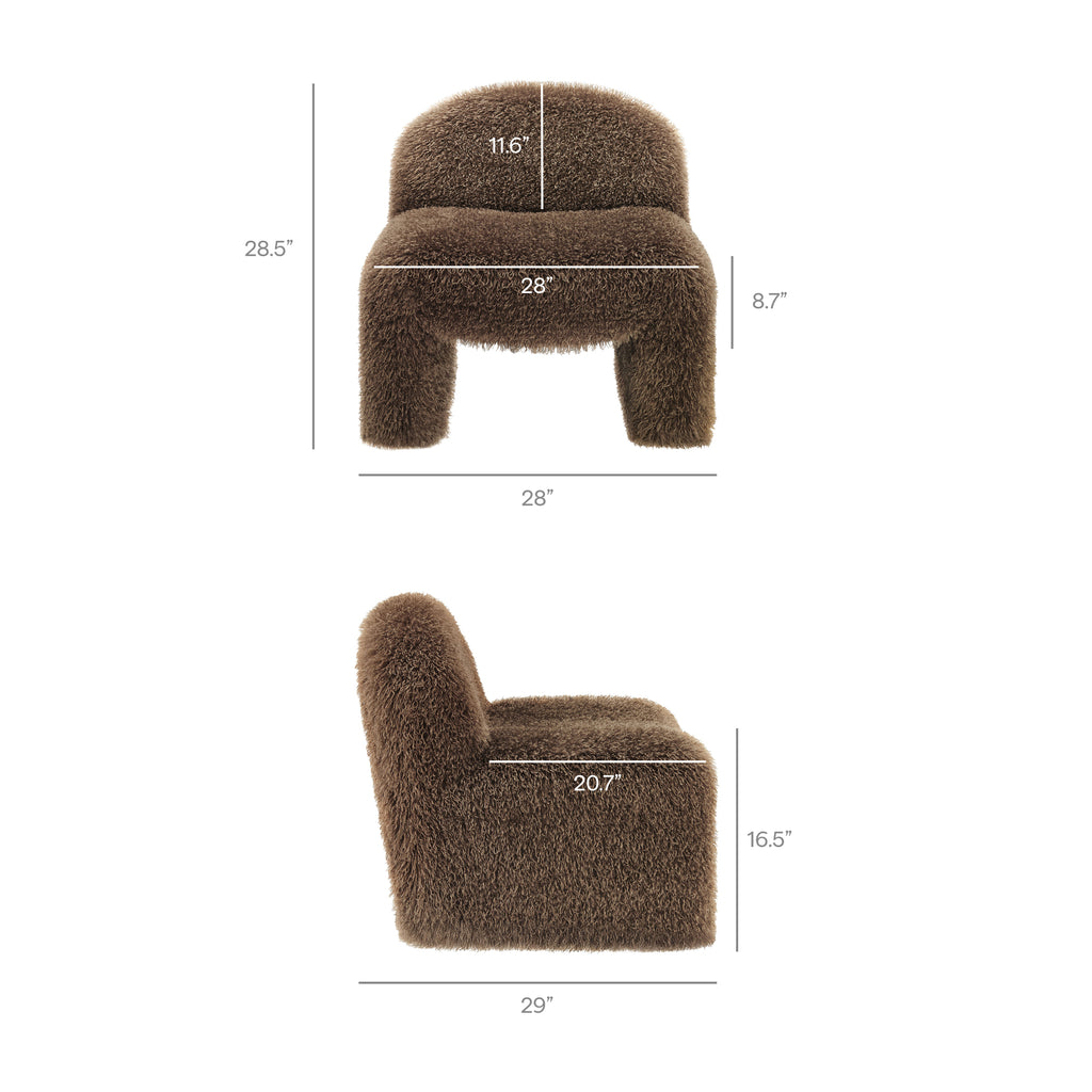 Mina Faux Fur Accent Chair - Brown