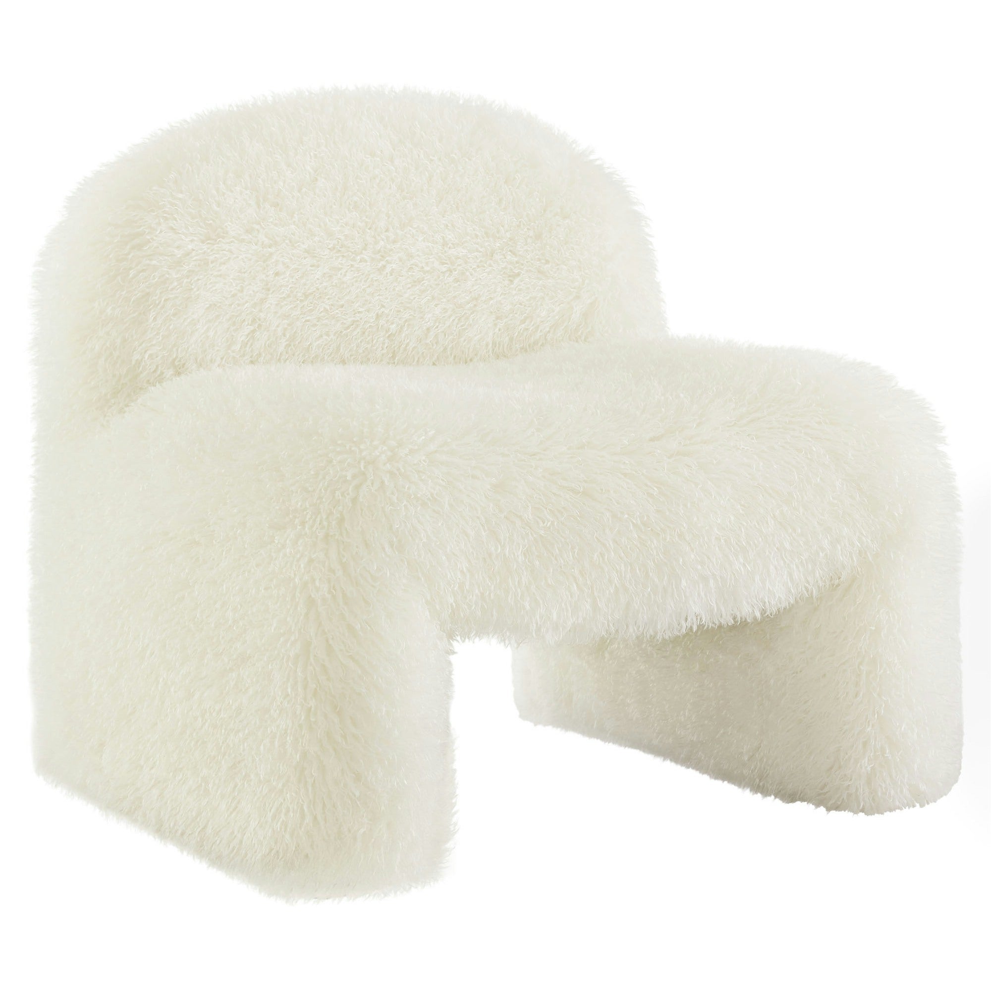Mina Faux Fur Accent Chair - White