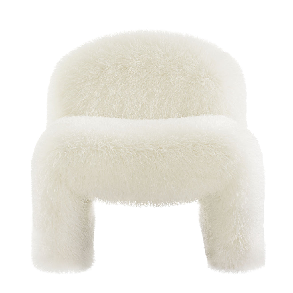 Mina Faux Fur Accent Chair - White