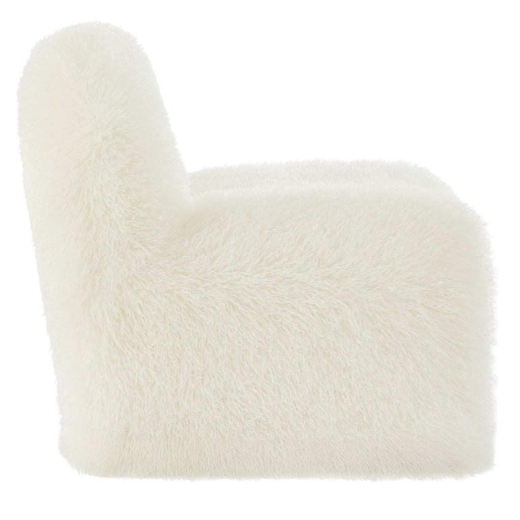 Mina Faux Fur Accent Chair - White