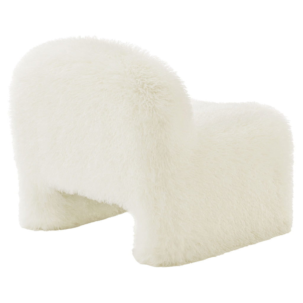 Mina Faux Fur Accent Chair - White