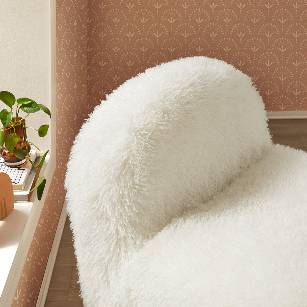 Mina Faux Fur Accent Chair - White