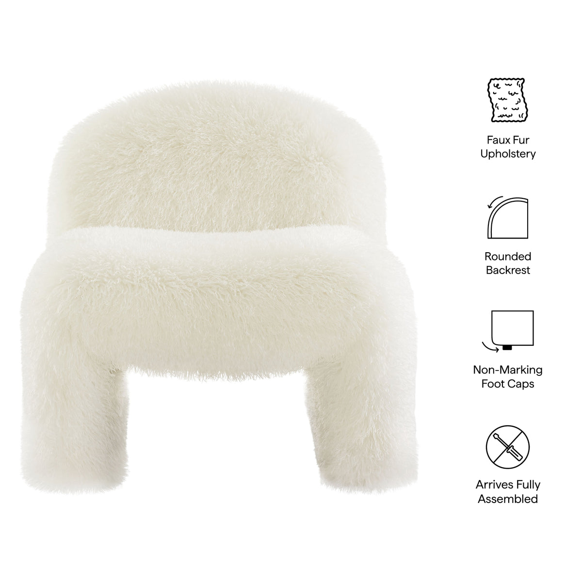 Mina Faux Fur Accent Chair - White