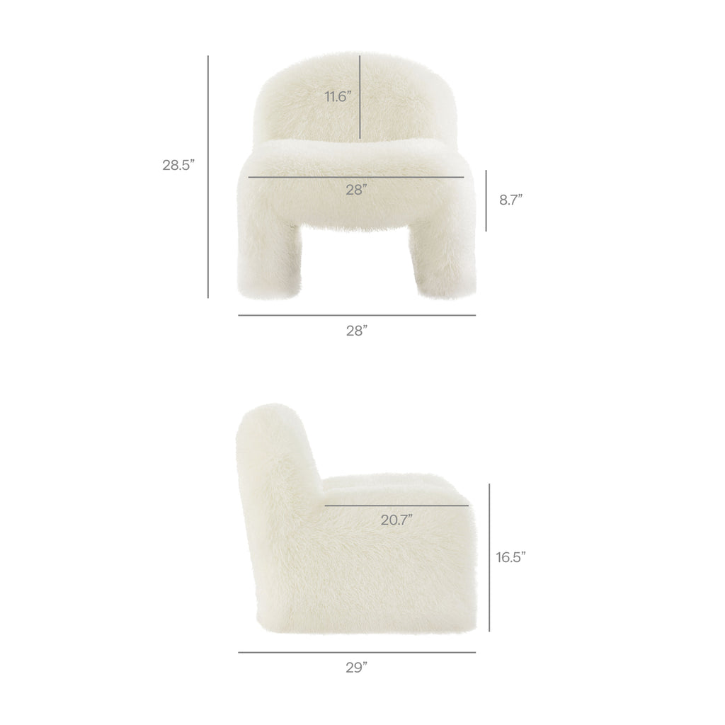 Mina Faux Fur Accent Chair - White