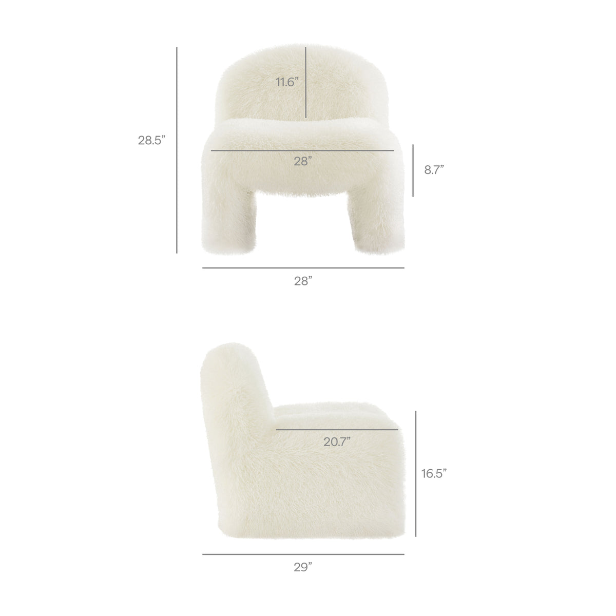 Mina Faux Fur Accent Chair - White