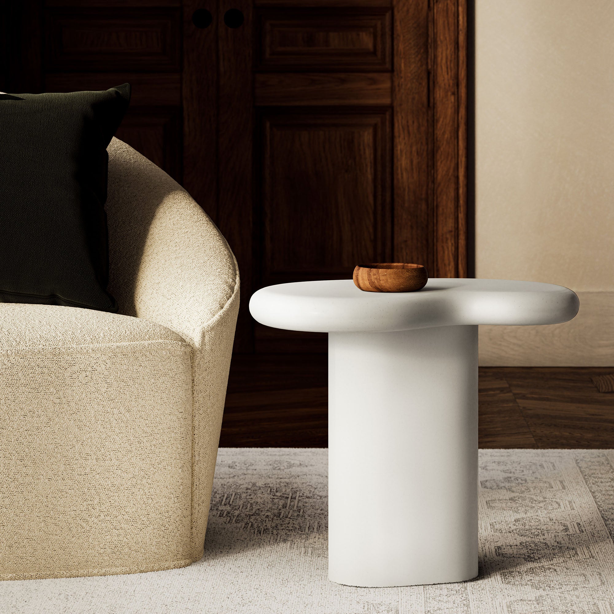 Elowen Outdoor Patio Side Table - White