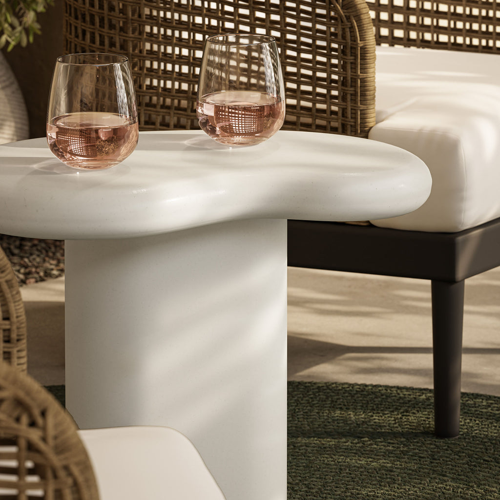 Elowen Outdoor Patio Side Table - White