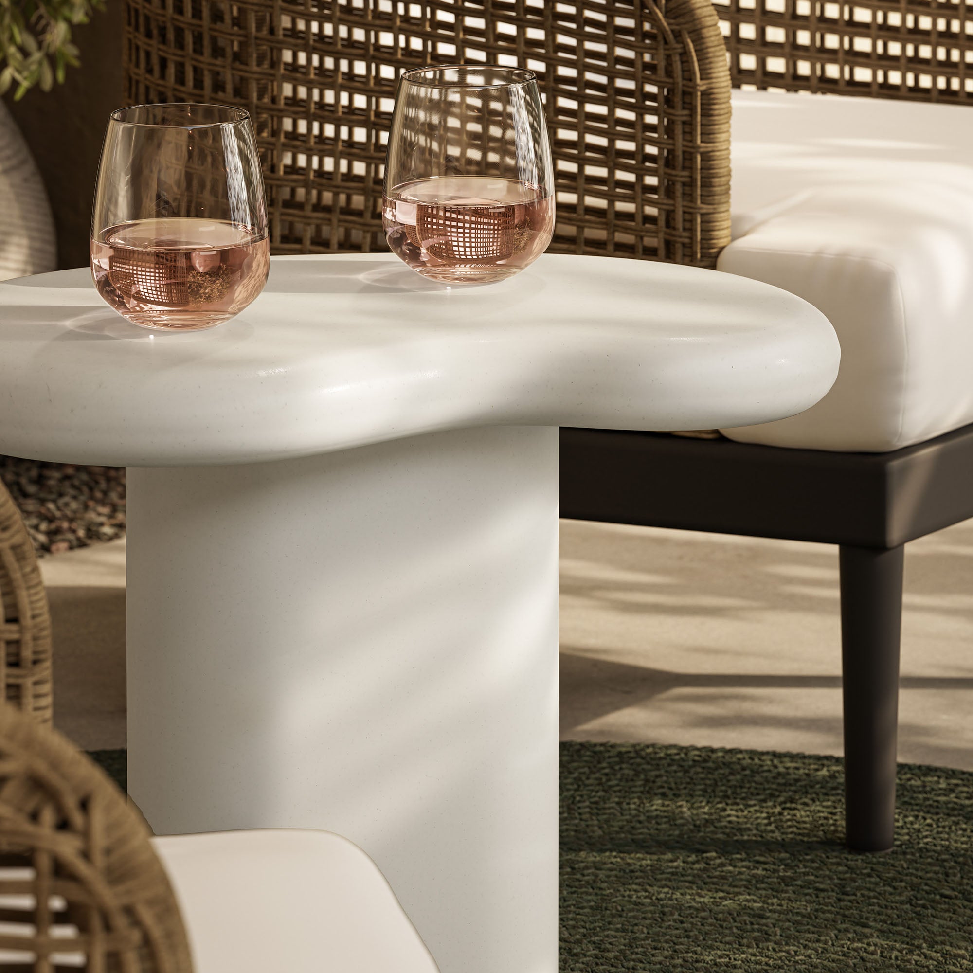 Elowen Outdoor Patio Side Table - White