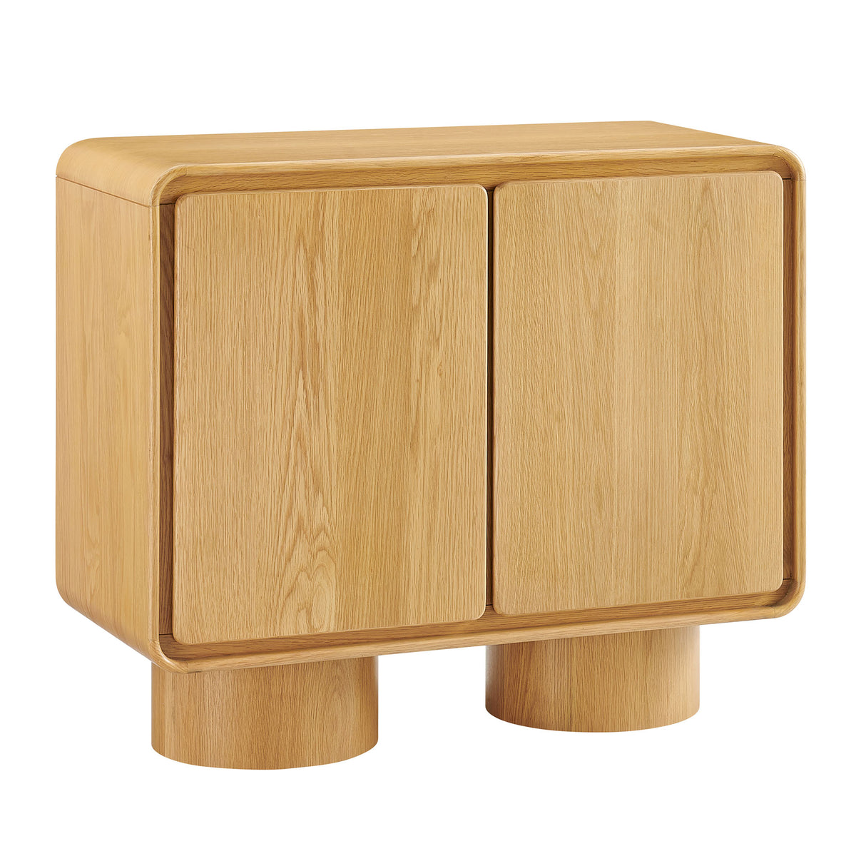 Lumo 2-Door Curved Wood Accent Cabinet - Oak