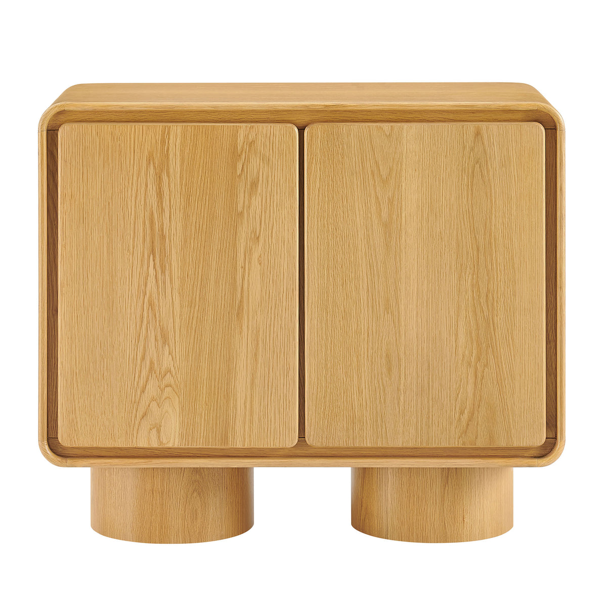 Lumo 2-Door Curved Wood Accent Cabinet - Oak