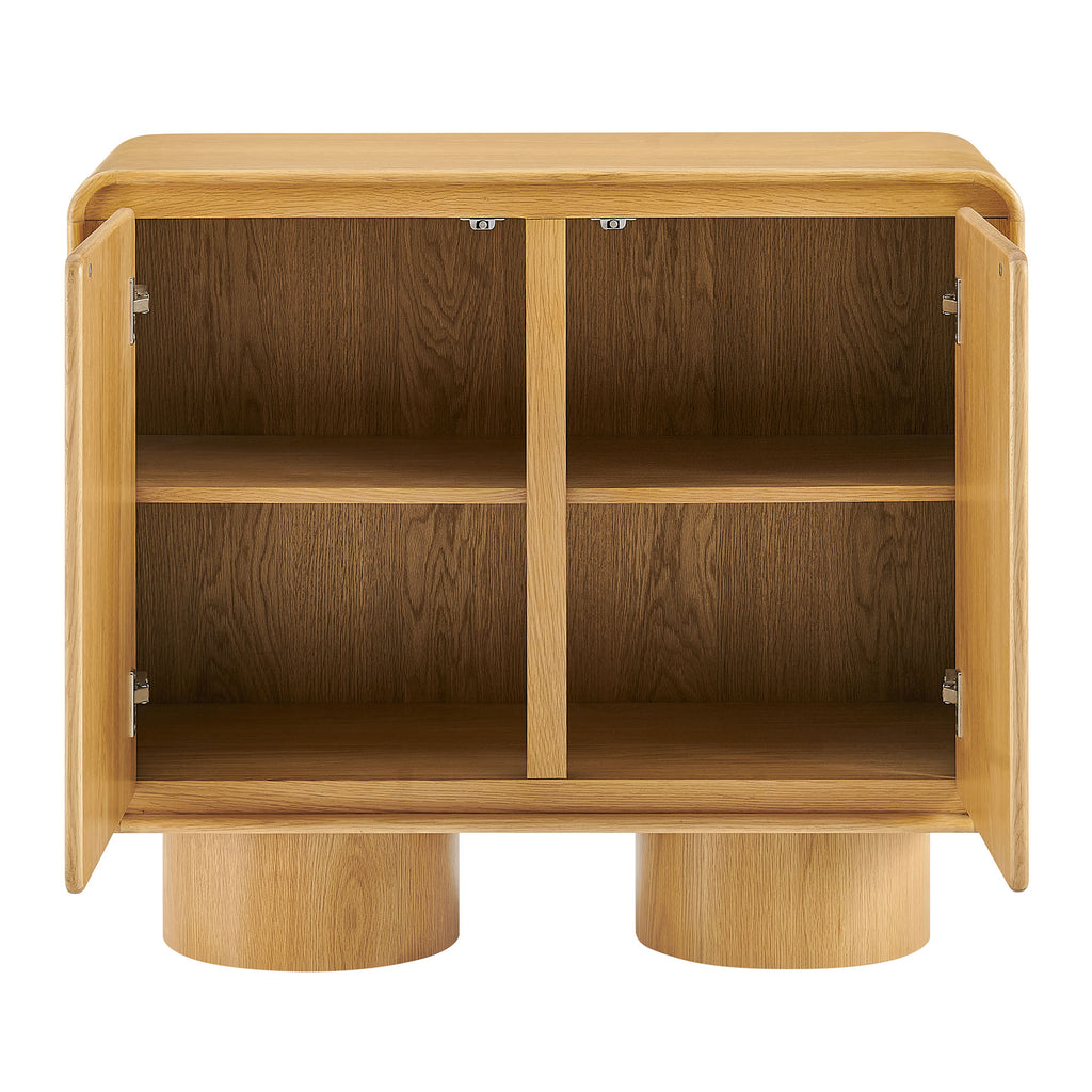 Lumo 2-Door Curved Wood Accent Cabinet - Oak