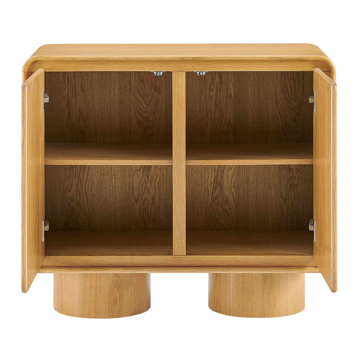 Lumo 2-Door Curved Wood Accent Cabinet - Oak