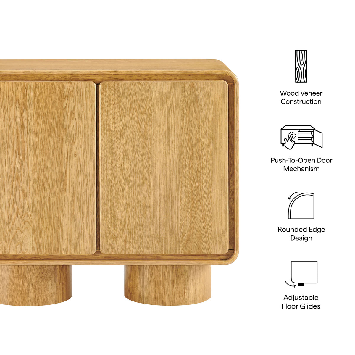 Lumo 2-Door Curved Wood Accent Cabinet - Oak
