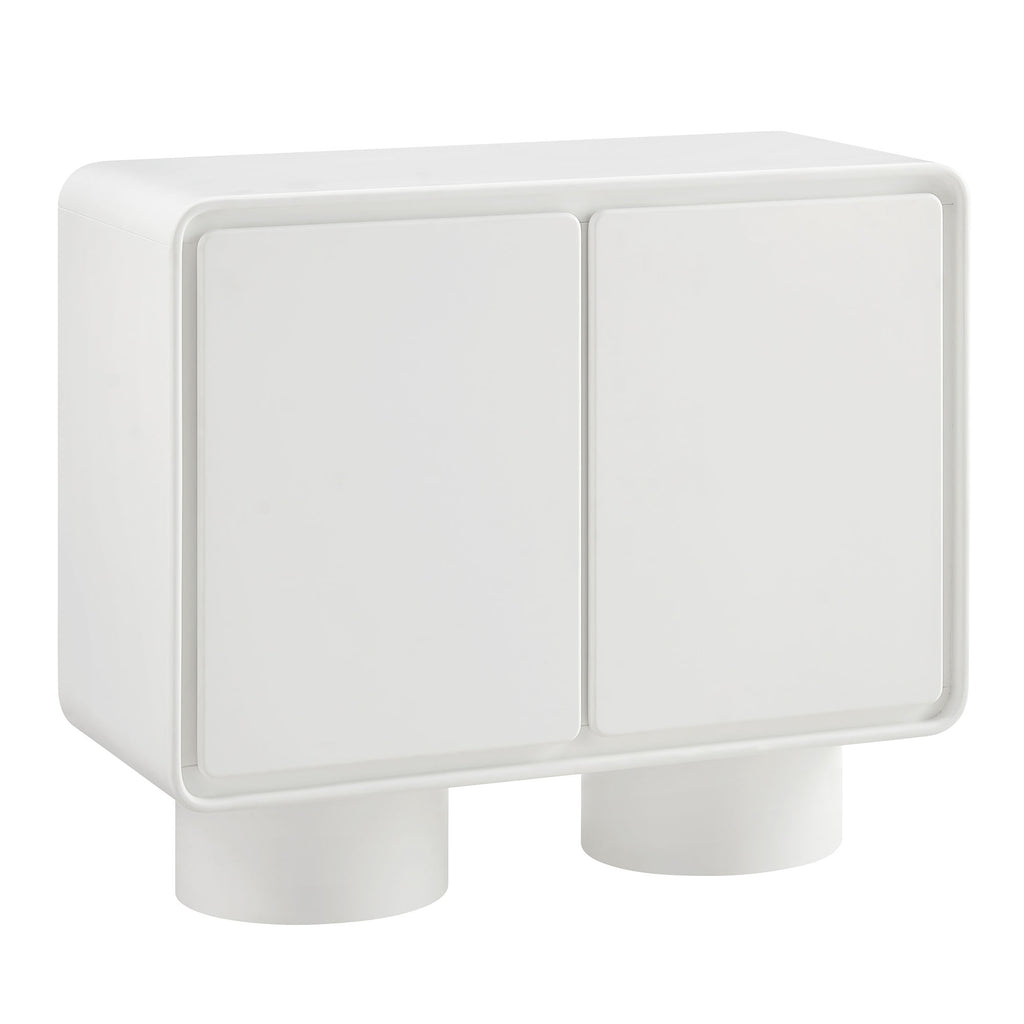 Lumo 2-Door Curved Wood Accent Cabinet - White