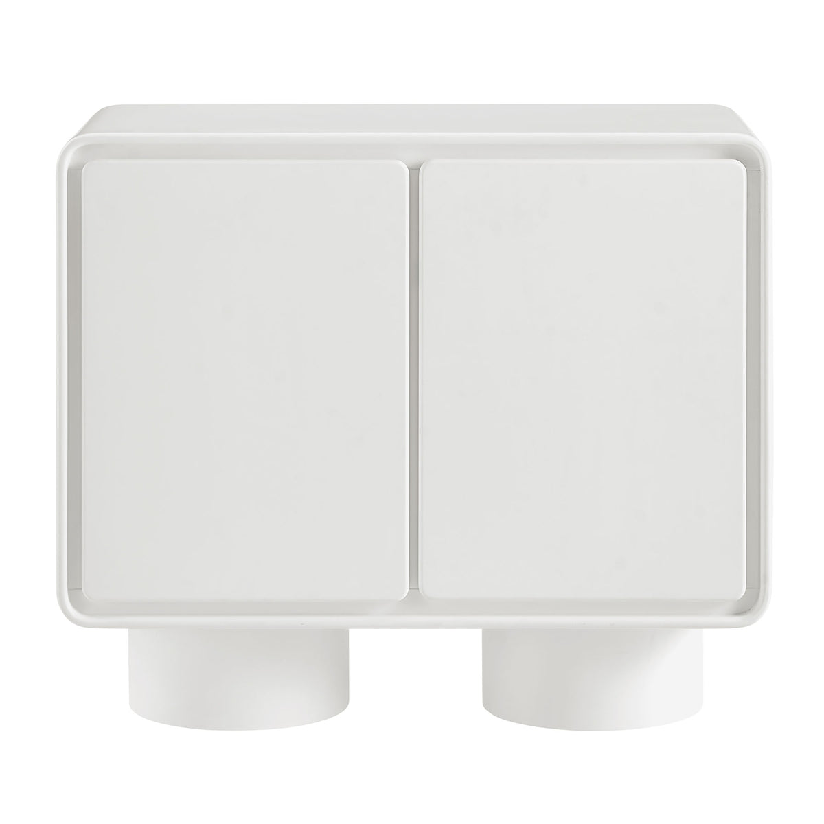 Lumo 2-Door Curved Wood Accent Cabinet - White