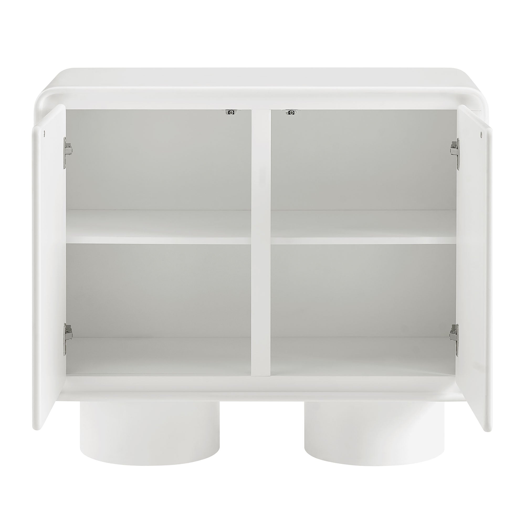 Lumo 2-Door Curved Wood Accent Cabinet - White