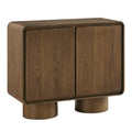 Lumo 2-Door Curved Wood Accent Cabinet - Walnut