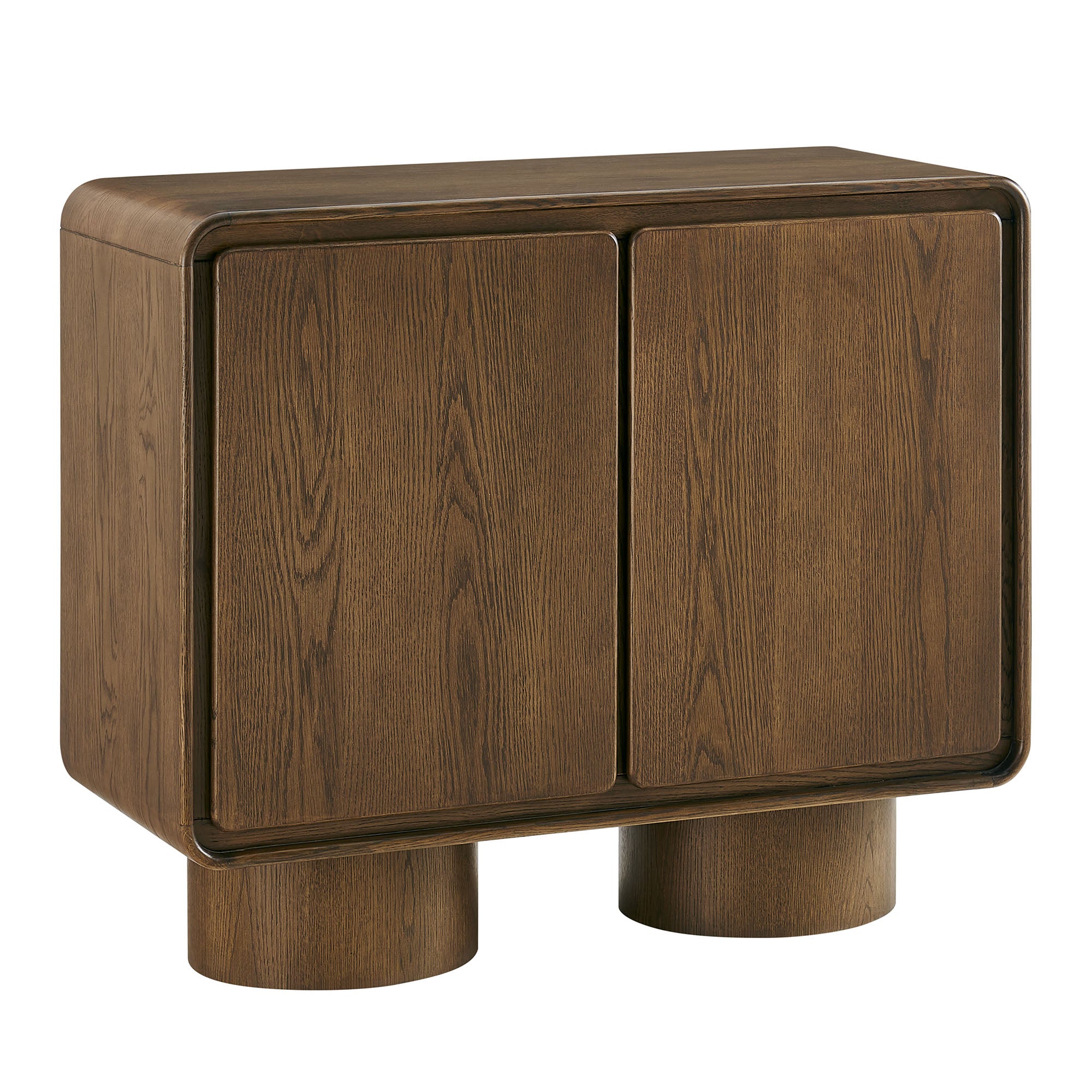 Lumo 2-Door Curved Wood Accent Cabinet - Walnut